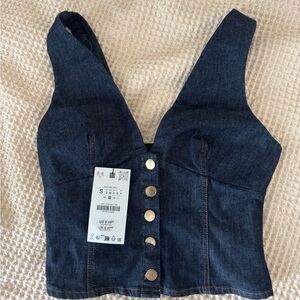 Zara Denim Button Up Top